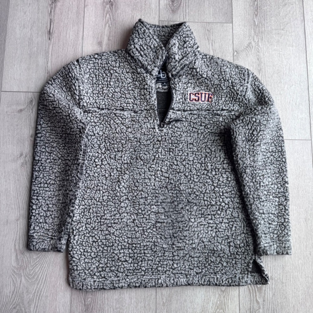 Boxercraft Cal State Fullerton CSUF Sherpa Fleece Quarter Zip Pullover Grey S